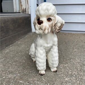 Elegant Cream and Brown Ceramic Dog Figurine